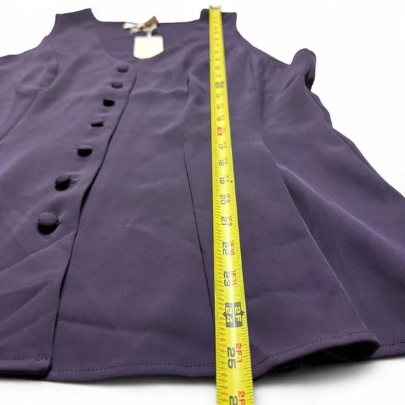 Melloday Purple Sleeveless Button Up Blouse Vest Womens Size Large NWT - Picture 5 of 6